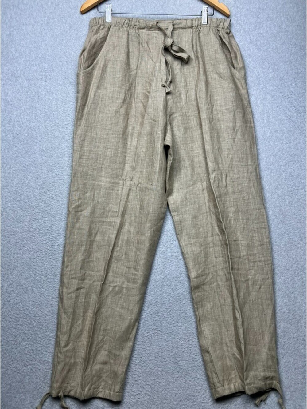 Vintage Smith & Hawken Linen Drawstring Pants Women L Relax Lounge Minimalist